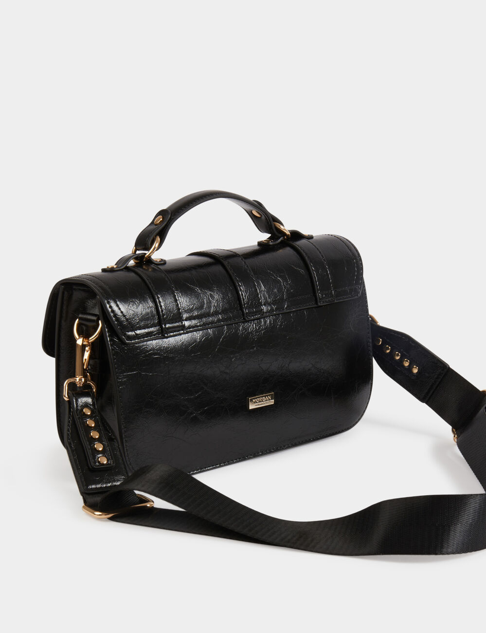 Sac cartable clouté noir femme