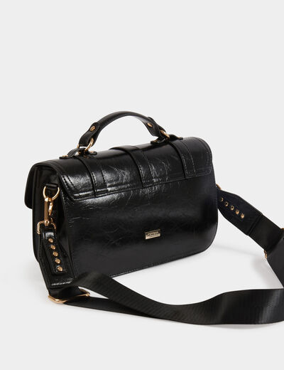 Sac cartable clouté noir femme