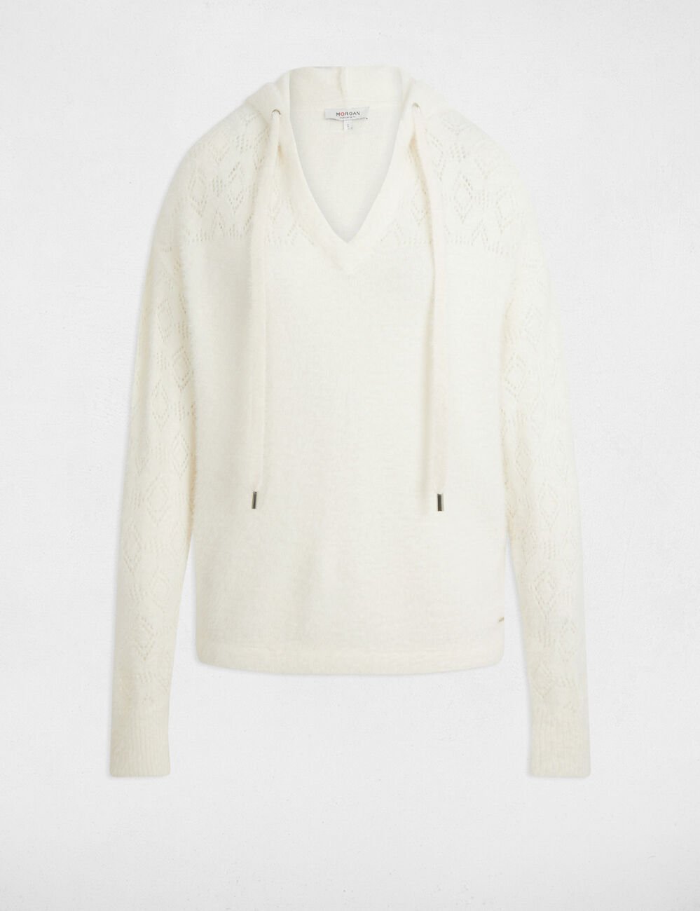 Pull à capuche ivoire femme