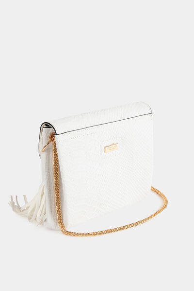 Sac pochette aspect python blanc femme
