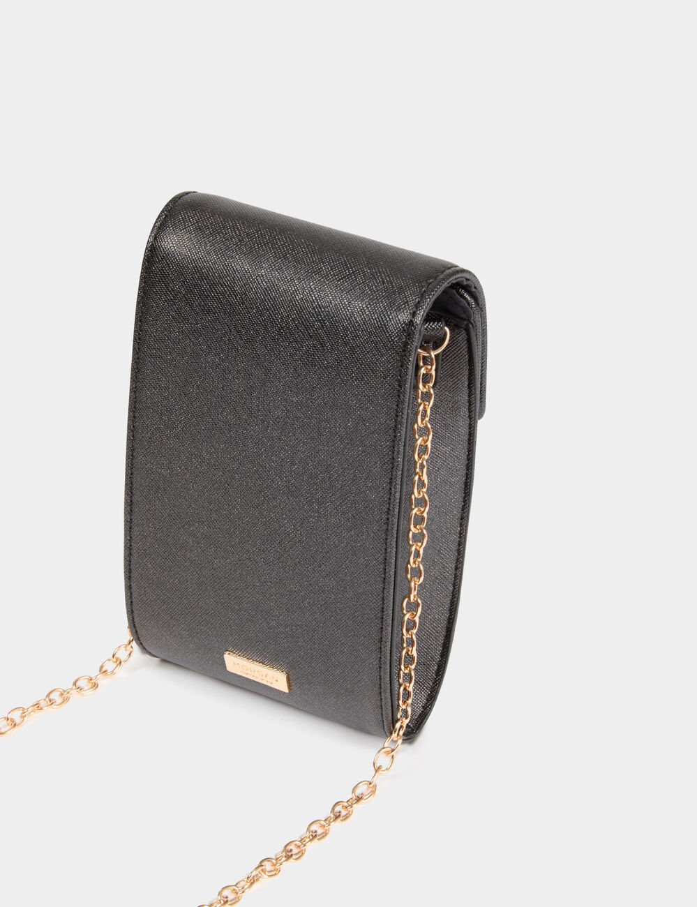 Pochette en cuir noir femme