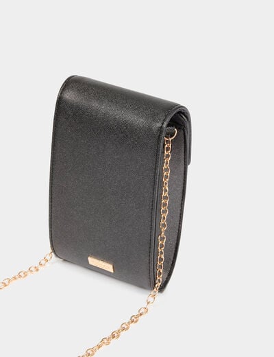 Pochette en cuir noir femme