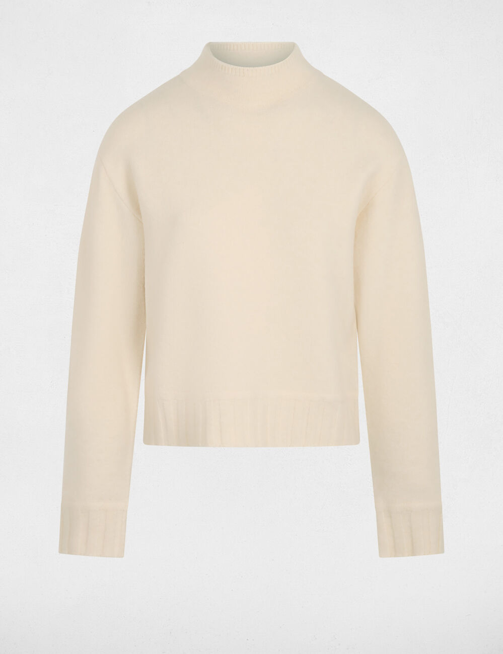 Trui met opstaande kraag beige vrouw