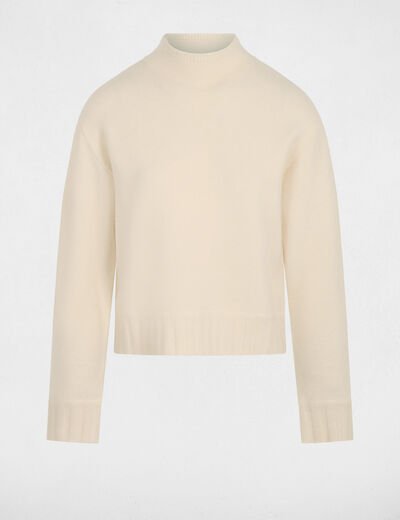 Pull col montant beige femme