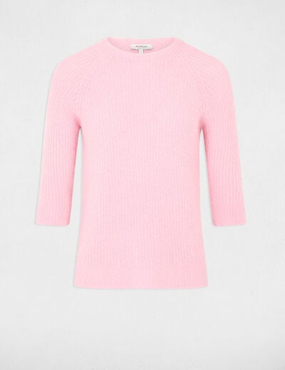 Pull maille duveteuse rose pastel femme