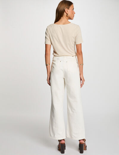 T-shirt met korte mouwen ecru vrouw