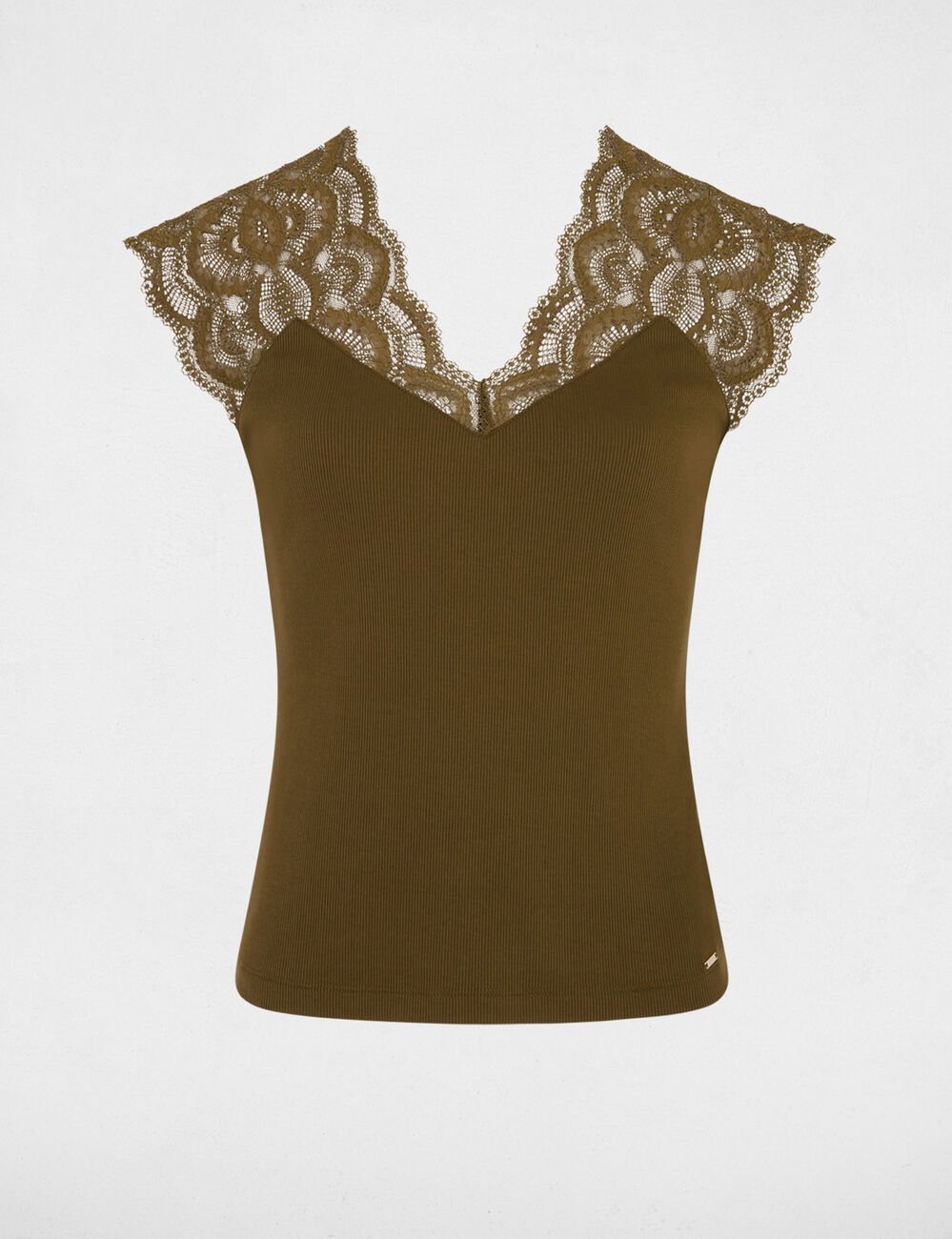 T-shirt manches courtes vert kaki femme