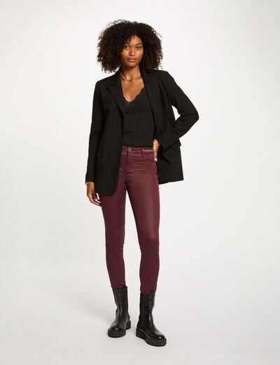 Gecoate slimfit broek pruim vrouw