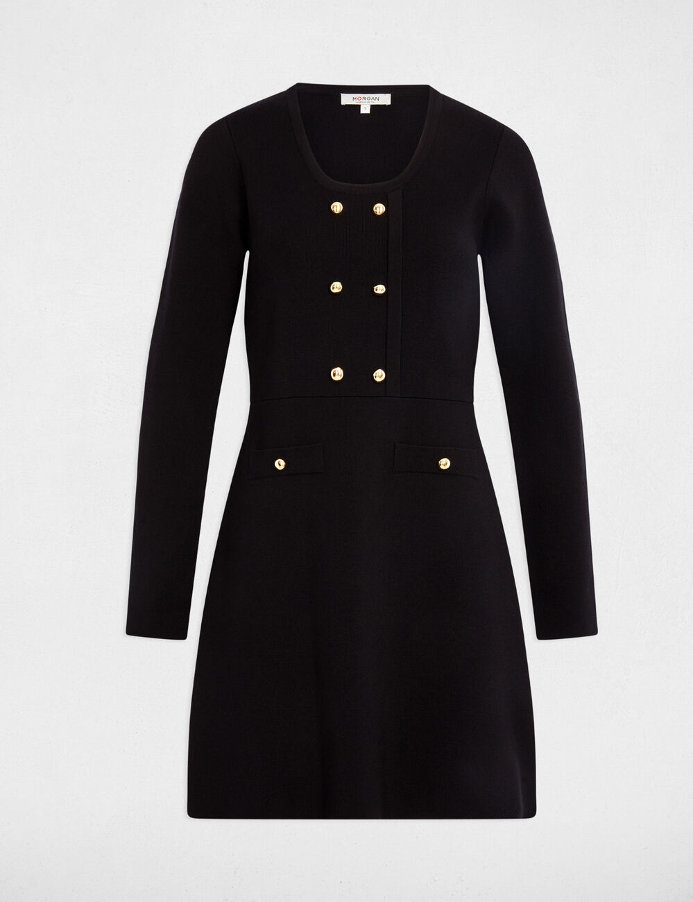 Robe courte trapèze noir femme
