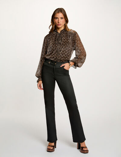 Pantalon bootcut enduit noir femme