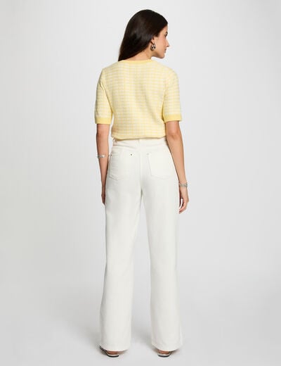 Gilet manches courtes imprimé ivoire femme