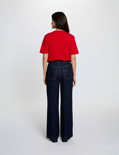 T-shirt droit manches courtes rouge femme