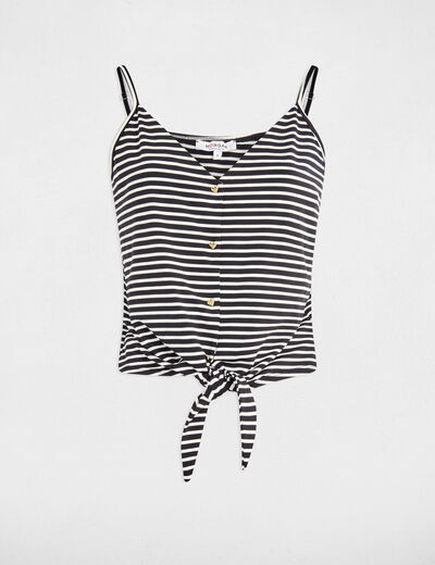 Débardeur cropped col v noir femme