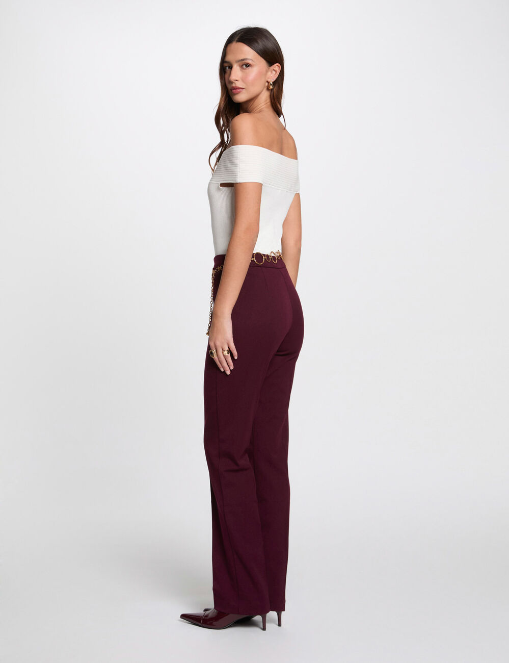 Bootcut broek pruim vrouw