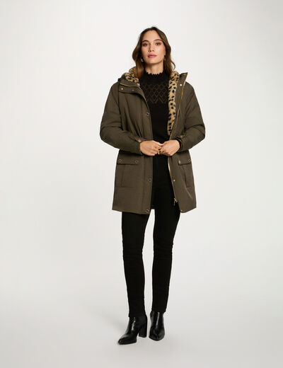 lange parka met imitatiebont brons vrouw Lange parka met imitatiebont brons vrouw