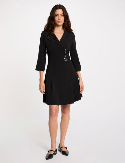 Robe courte trapèze noir femme
