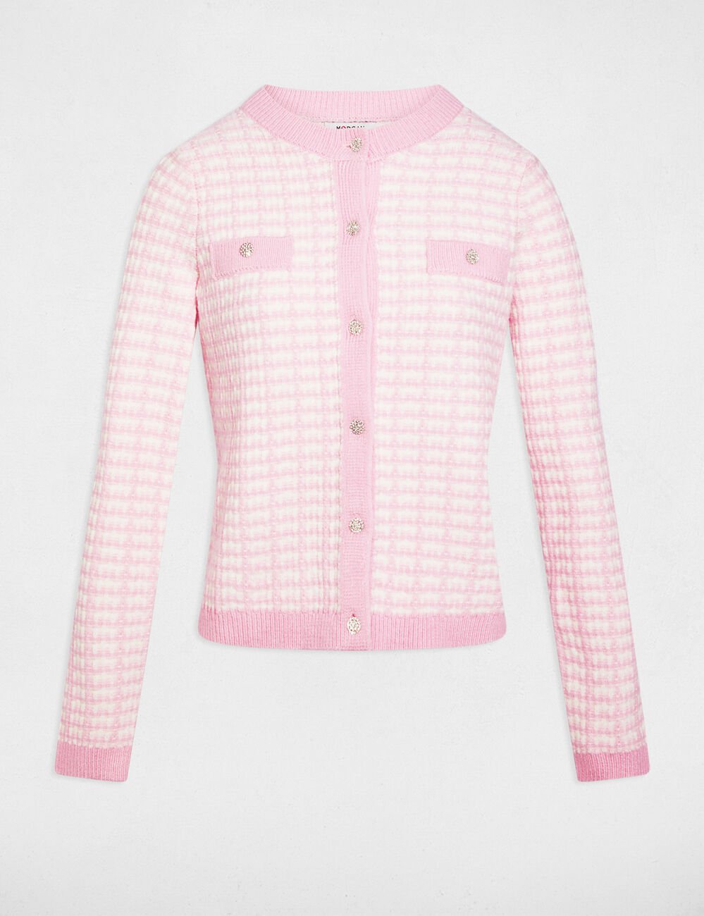 Getailleerd jacquardvest roze vrouw
