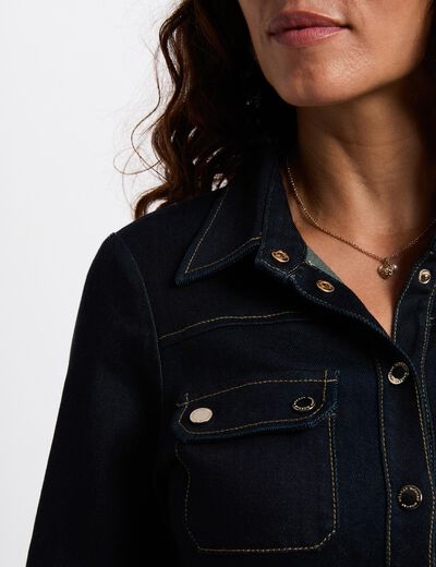 3/4 jurk met knopen ruw denim vrouw