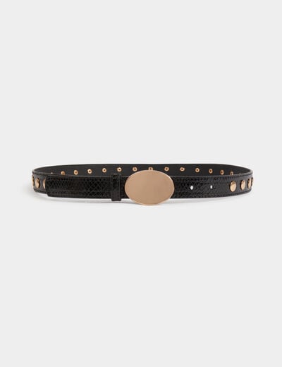 Smalle riem met studs zwart vrouw