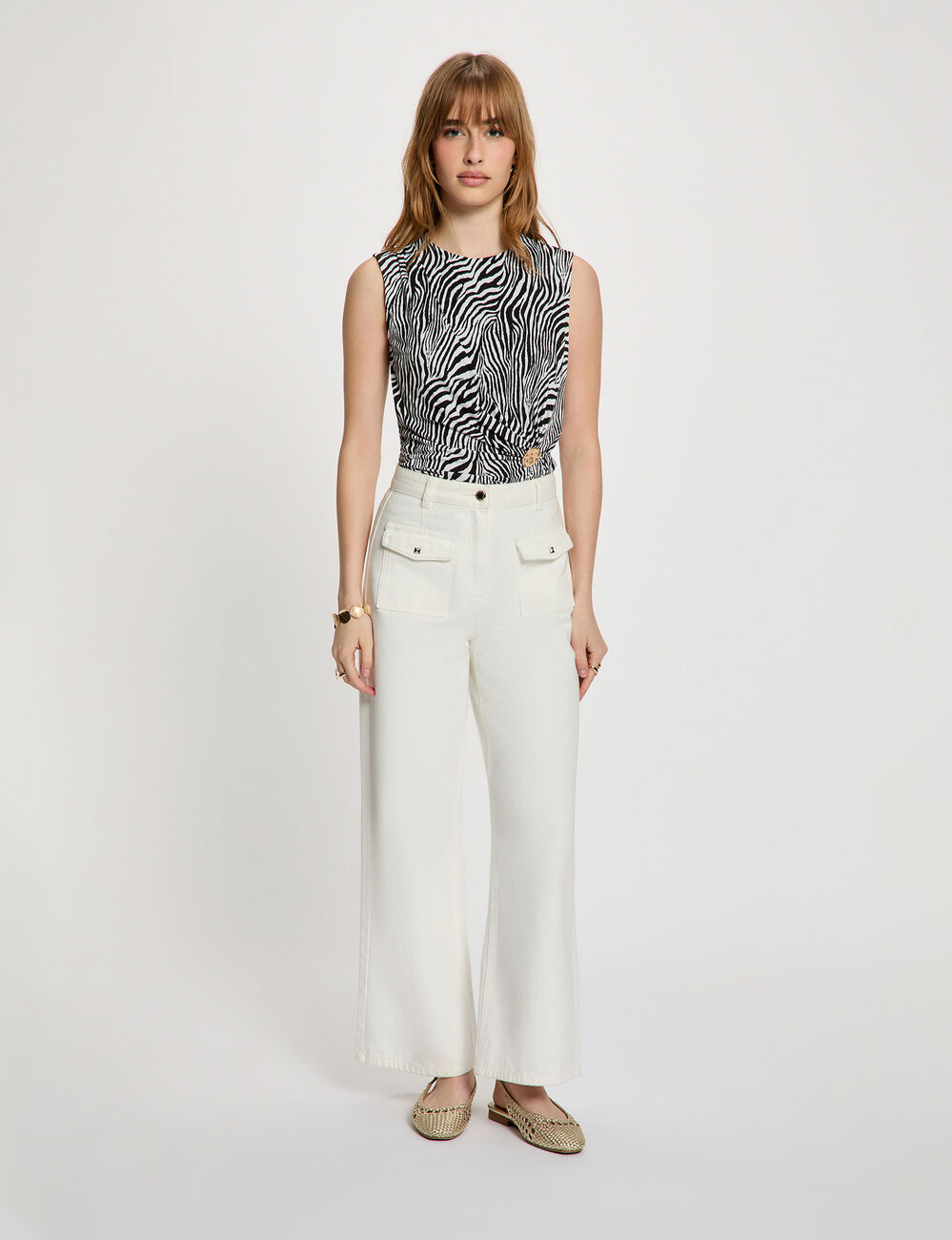 T-shirt ajust&eacute; sans manches multicolore femme