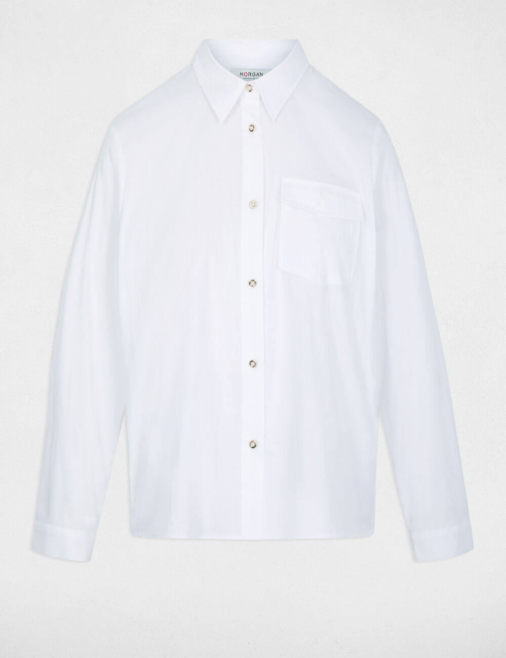 Geborduurde blouse met reverskraag helder wit vrouw