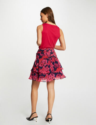 Débardeur avec ouverture épaule framboise femme