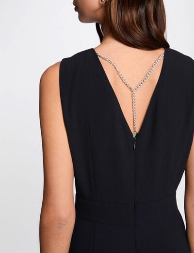 Jumpsuit met wijde pijpen marineblauw vrouw