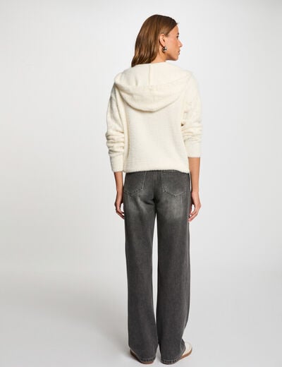 Pull à capuche ivoire femme