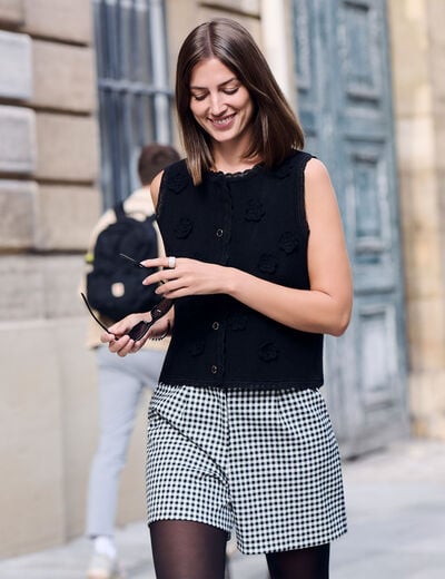 Short taille haute noir femme