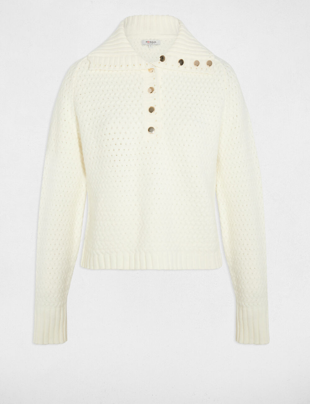 Pull col à revers blanc femme