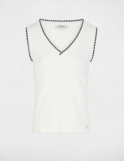 Mouwloze tanktop helder wit vrouw