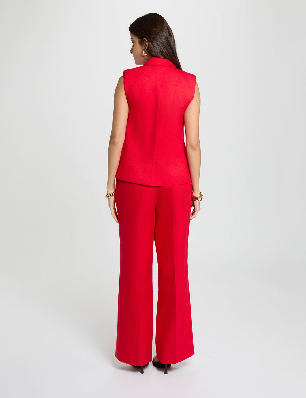 Getailleerd mouwloos vest rood vrouw