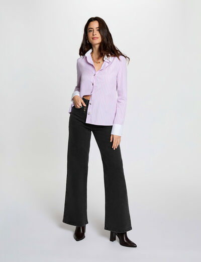 Jean large taille haute denim noir femme