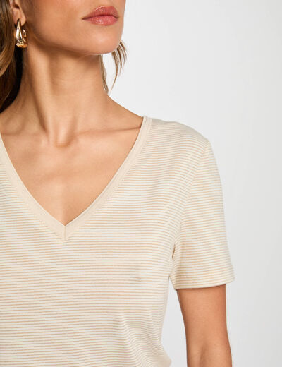 T-shirt met korte mouwen ecru vrouw