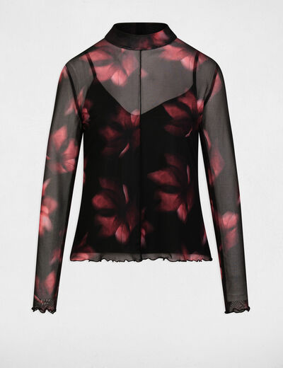 T-shirt cintr&eacute; manches longues multicolore femme