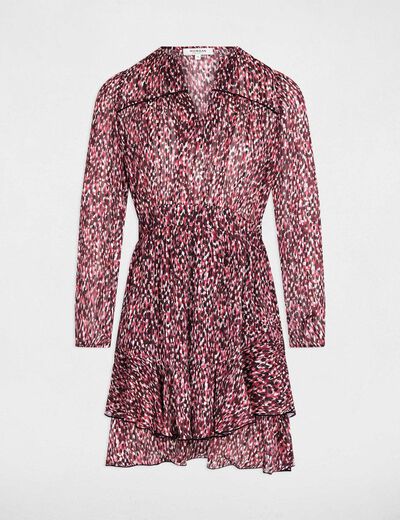 Robe courte col v multicolore femme