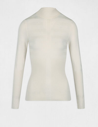 Pull manches longues &agrave; col roul&eacute; ivoire femme