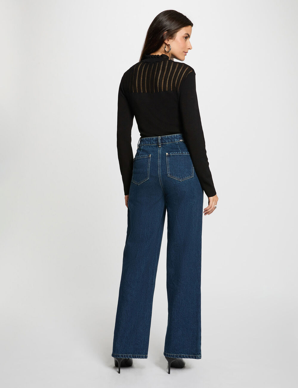 Pull col montant noir femme