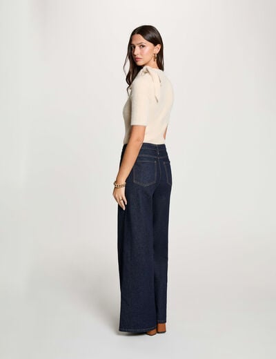 Pull col montant beige femme