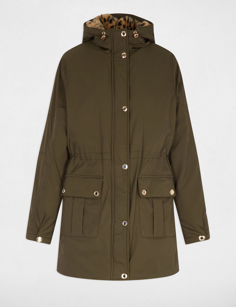 Lange parka met imitatiebont brons vrouw