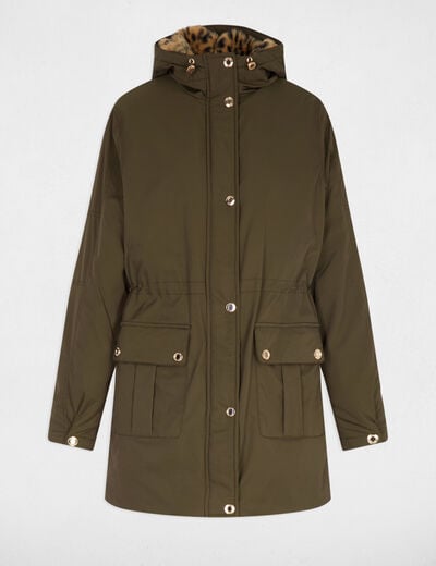 Lange parka met imitatiebont brons vrouw