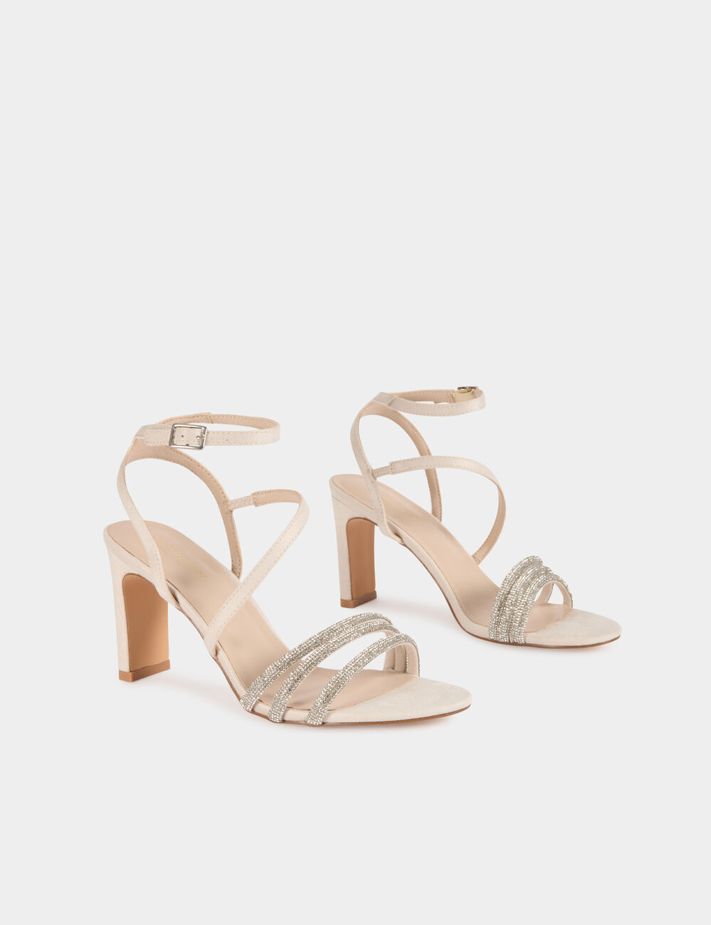Sandales &agrave; strass beige femme