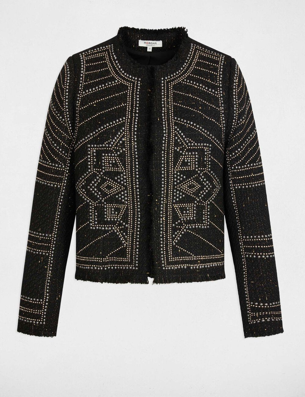 Veste droite cloutée noir femme