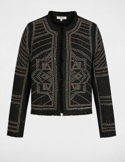 Veste droite cloutée noir femme