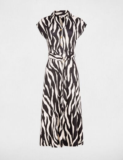 Lange jurk met reverskraag meerkleurig vrouw