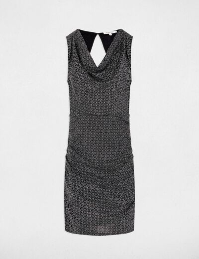 Aangesloten korte jurk met print couleur argent vrouw