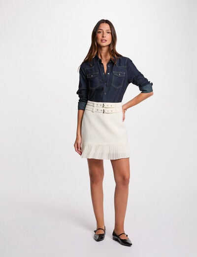 Jupe courte plissée blanc femme