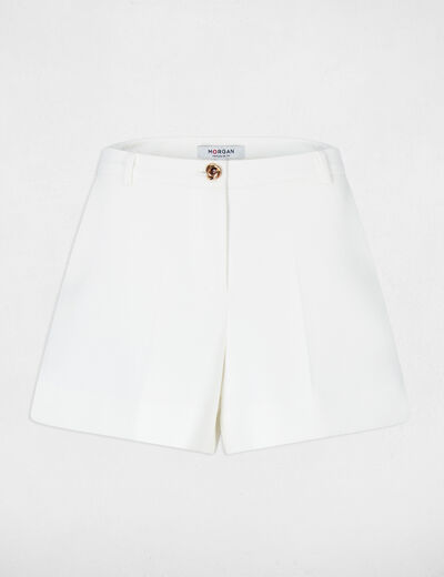 Short bouton fantaisie blanc femme