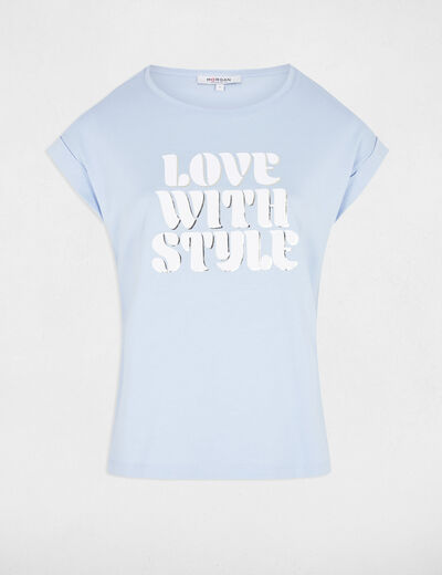 T-shirt à inscription bleu ciel femme