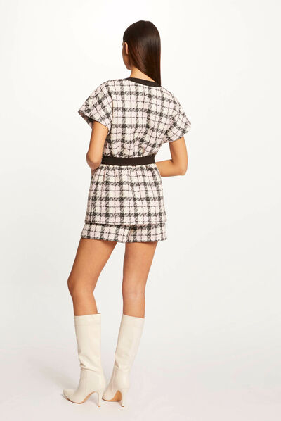 Short droit à carreaux multico femme
